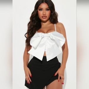 White Bow Top Fashion Nova SMALL